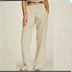 Allen Allen wide leg linen pants size M